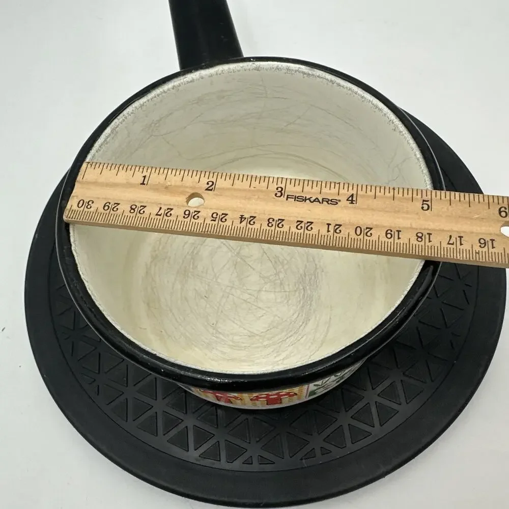 Rare Vintage By Savory Mushroom Floral Enamel Metal Pot Set